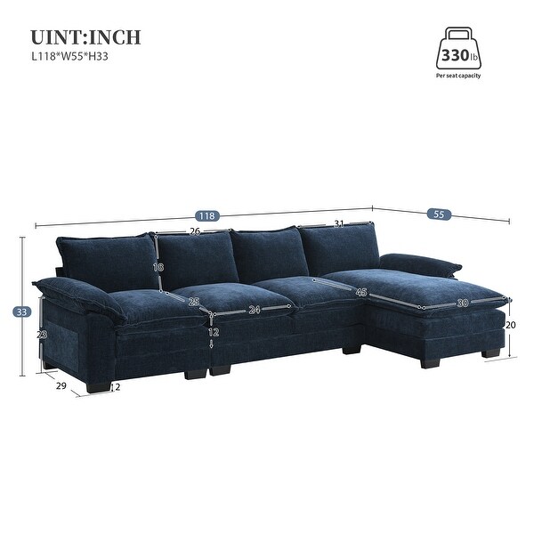 Chenille Cloud Couch Navy Big